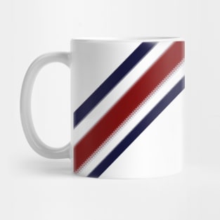 Hand-Drawn Retro Navy & Red Diagonal Stripe Pattern On White Mug